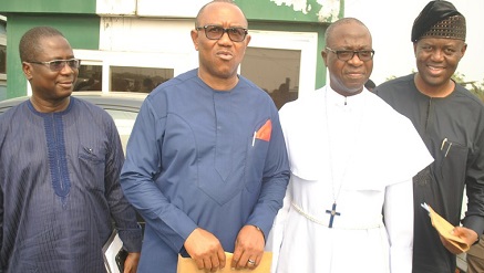 (L-r): Olufemi Williams, group managing director, Chams Plc; Sir Peter Obi, guest speaker and former governor of Anambra State; Very Reverend Ayo Richards, chaplain, Wesley Chapel Lekki, and Sir Demola Aladekomo, convener, Words of Wisdom Session for young professionals, during the Words of Wisdom Session with Peter Obi at Wesley Chapel, Lekki, recently.